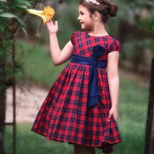 NWT Trish Scully red/blue plaid Amaryllis Dress